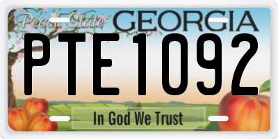 GA license plate PTE1092