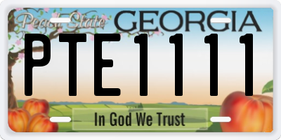 GA license plate PTE1111