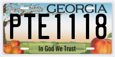 GA license plate PTE1118