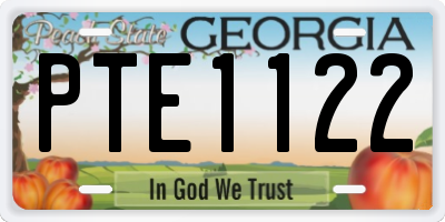 GA license plate PTE1122