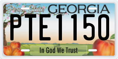 GA license plate PTE1150