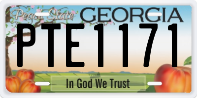 GA license plate PTE1171