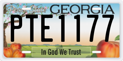GA license plate PTE1177