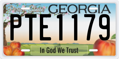 GA license plate PTE1179
