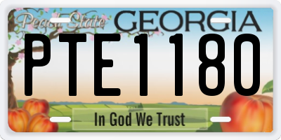 GA license plate PTE1180