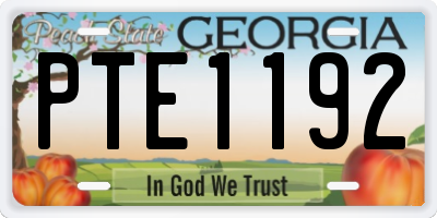 GA license plate PTE1192