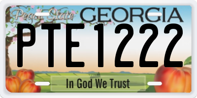 GA license plate PTE1222