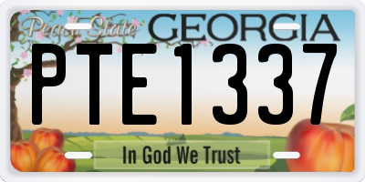 GA license plate PTE1337