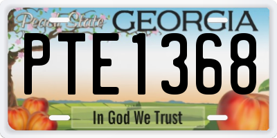 GA license plate PTE1368