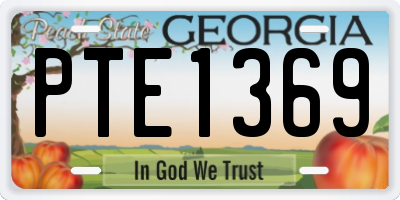 GA license plate PTE1369