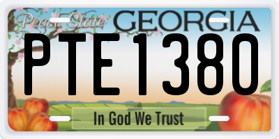 GA license plate PTE1380