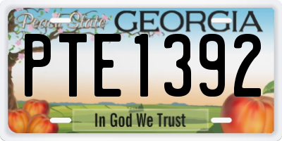 GA license plate PTE1392