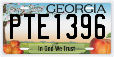 GA license plate PTE1396