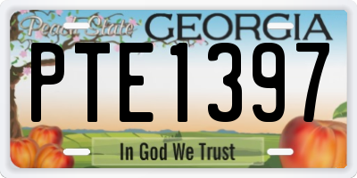GA license plate PTE1397