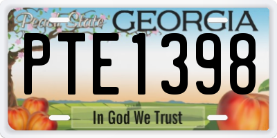 GA license plate PTE1398