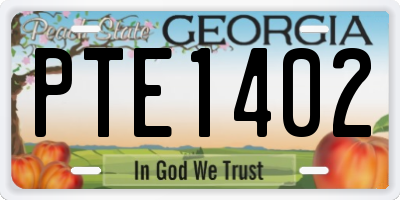 GA license plate PTE1402