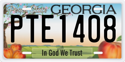 GA license plate PTE1408