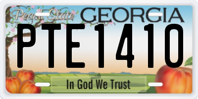 GA license plate PTE1410