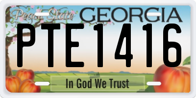 GA license plate PTE1416