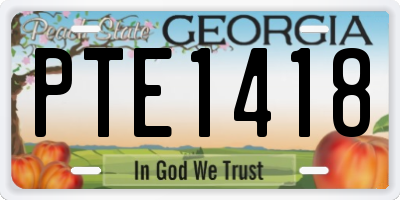 GA license plate PTE1418