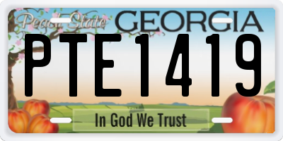 GA license plate PTE1419