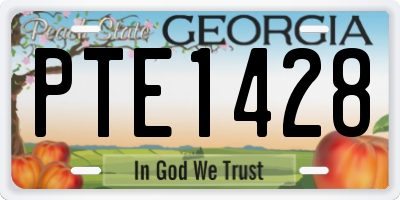 GA license plate PTE1428