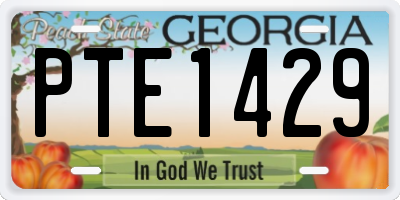 GA license plate PTE1429