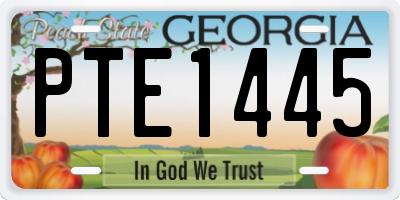 GA license plate PTE1445