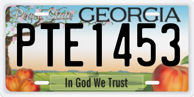 GA license plate PTE1453