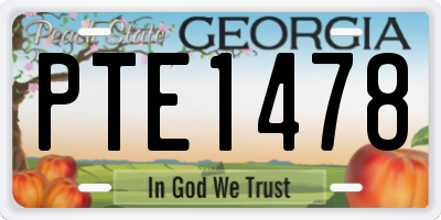 GA license plate PTE1478
