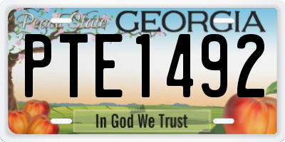 GA license plate PTE1492