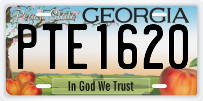 GA license plate PTE1620