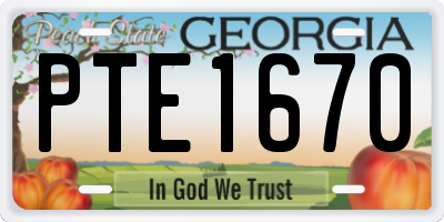 GA license plate PTE1670