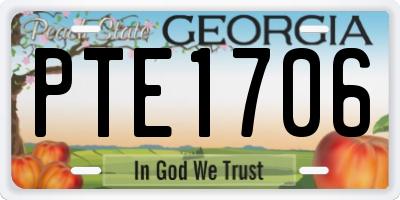 GA license plate PTE1706