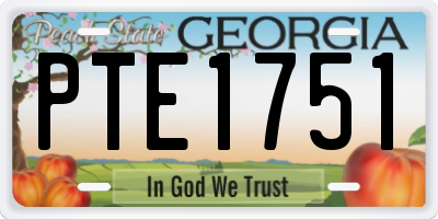 GA license plate PTE1751