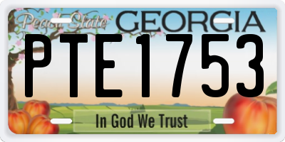 GA license plate PTE1753