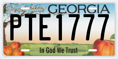 GA license plate PTE1777