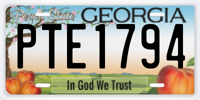 GA license plate PTE1794