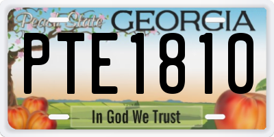 GA license plate PTE1810