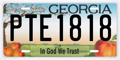 GA license plate PTE1818