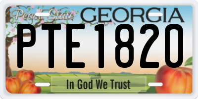 GA license plate PTE1820