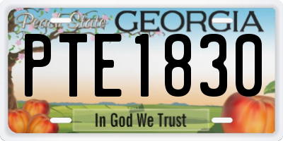 GA license plate PTE1830