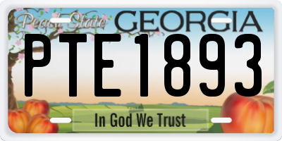 GA license plate PTE1893