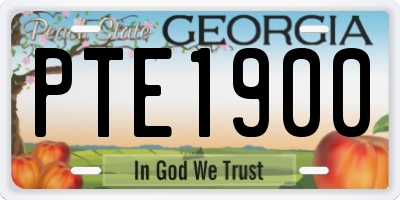 GA license plate PTE1900