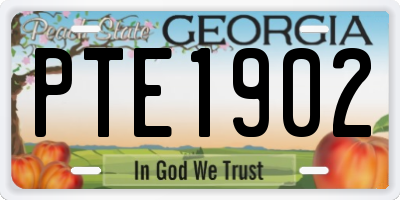GA license plate PTE1902