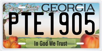 GA license plate PTE1905
