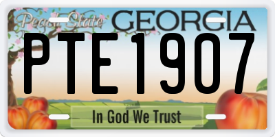 GA license plate PTE1907