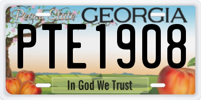 GA license plate PTE1908
