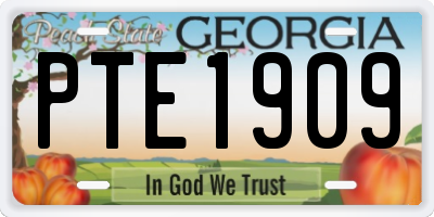 GA license plate PTE1909