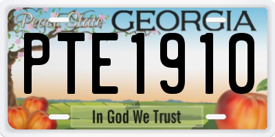 GA license plate PTE1910